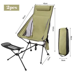 CHAISE DE CAMPING 2 pièces Vert Armée - Chaise pliante de Camping ul