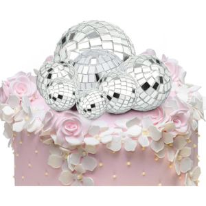 Boule Disco décorative pour décoration de gâteau, 12 pièces, décoration de  Cupcake, miroir Disco, carte de gâteau, boule de cristal - AliExpress