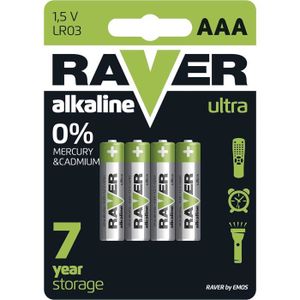 PILES Emos Raver B7911 Lot de 4 piles alcalines LR03 AAA