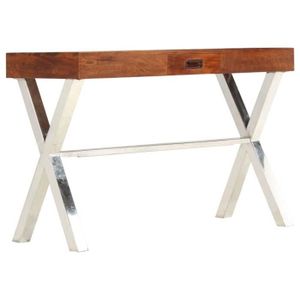 BUREAU  Bureau table meuble travail informatique bois d'acacia et finition en sesham 110 cm 0502092