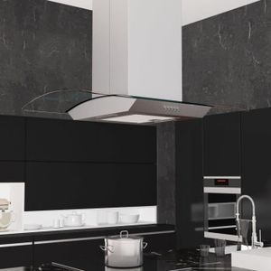 Klarstein Prism Hotte Aspirante Decorative Ilot 90cm Evacuation Recyclage 720 M H Eclairage Led Classe A Verre Inox Achat Vente Hotte Cdiscount