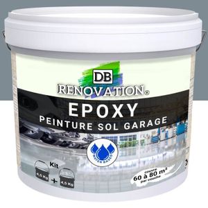 PEINTURE - VERNIS 9 kg Gris métal - RESINE EPOXY Peinture sol Garage