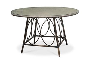 TABLE DE JARDIN  Table de jardin ronde en aluminium marron - DCB GARDEN - Ushuaia - Table fixe - Rond - 4 personnes