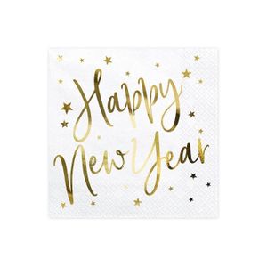 Gobelet carton Happy New Year blanc et doré or REF/7712
