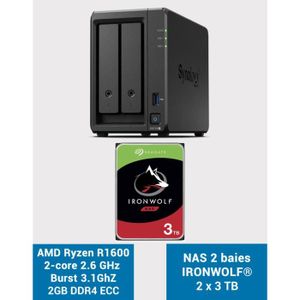 SERVEUR STOCKAGE - NAS  Synology DS723+ Serveur NAS IRONWOLF 6To (2x3To)