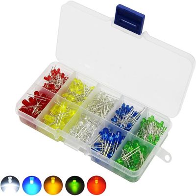 100Pcs Diodes LED 8mm Ultra-Lumineuses - Kit 5 Couleurs Assorties Pour Projets Bricolage Et Électronique