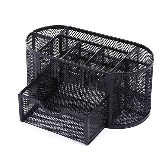 Organiseur Bureau Maille 5 Compartiments - Range Dossiers, Papeterie - Rose Métal - Gain De Place