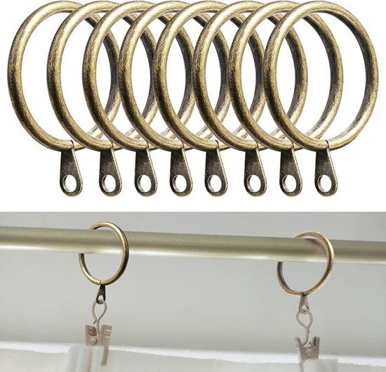 Anneaux De Rideaux Avec Clips Métalliques - Convient à Toutes Les Tringles A Rideaux Diametre Interieur 32 Mm Argent Mat 30 Pieces 90378004