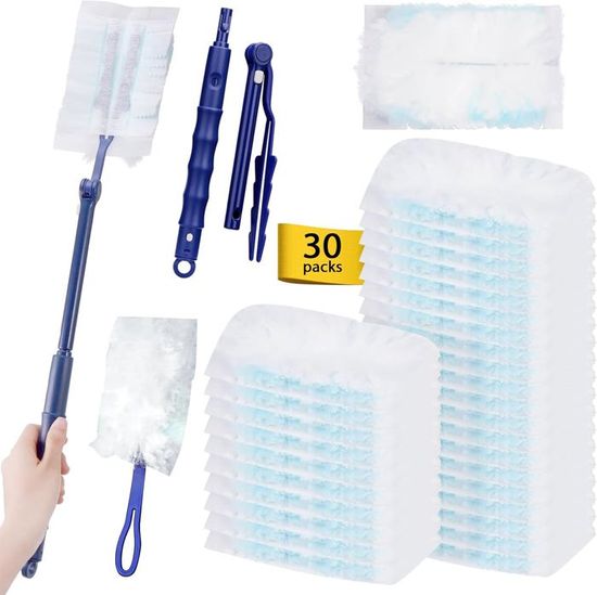 JOLIGAEA 7 pièces Plumeau Poussiere Telescopique (41-210cm), Plumeau Microfibre avec Poignée en