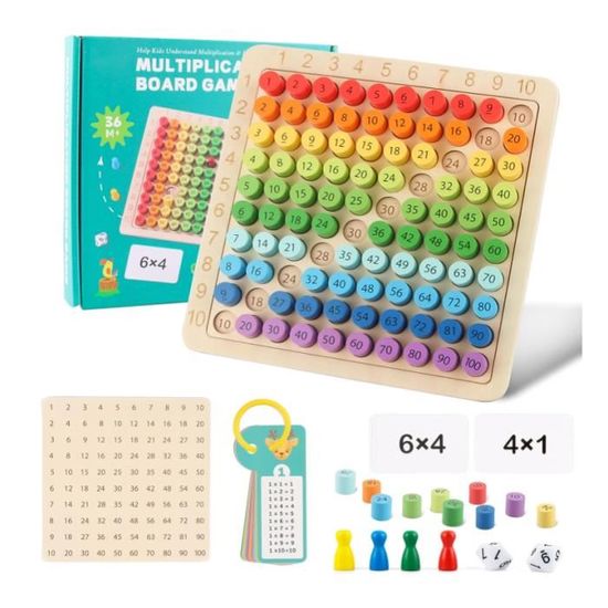 Jeu éducatif Table De Multiplication En Bois – Méthode Montessori – Pour Enfants 3 Ans Et + – Apprentissage Ludique