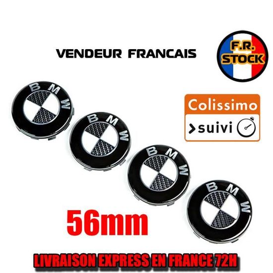 4 Autocollants Silicone Emblèmes Capuchons Moyeu Noir - Diamètre 54mm