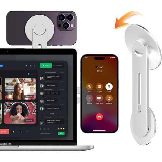 Support Magnétique Téléphone Pour Ordinateur - Compatible IOS 16/macOS Ventura - Utilise IPhone Comme Webcam