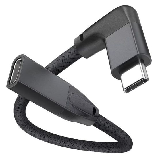 Cavo USB C Angolato 90&deg; TechExpert 1m Nylon Intrecciato &ndash; Ricarica Rapida 3A