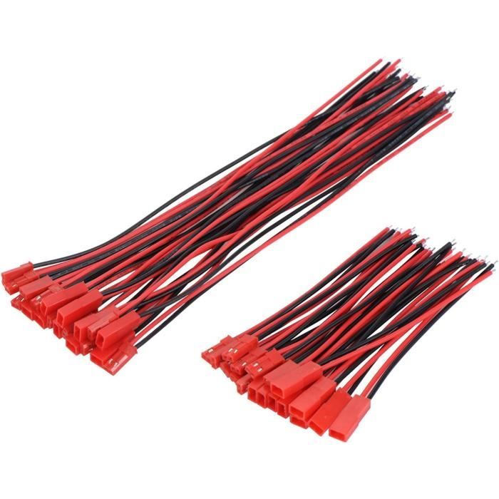 20 paires de broches 22 AWG Connecteur JST à 2 broches fiche mâles et