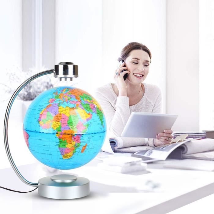 La Lévitation magnétique carte du monde flottant, 8- globe en rotation Planète Terre Globe - Géographie jouet éducatif Cadeaux Enfan