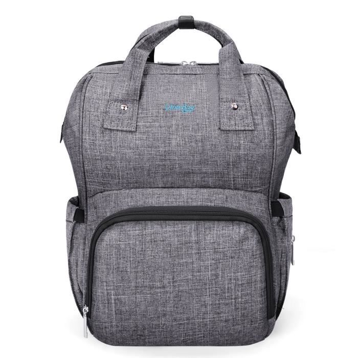 Utotebag Sac à dos pour maman / Sac à langer multifonctionnel pour bébé, sac à langer isolé, soins extérieurs pour bébé (gris)
