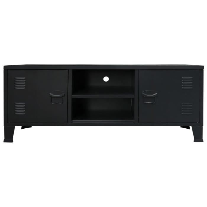 MAD Meuble TV Métal Style industriel 120 x 35 x 48 cm Noir