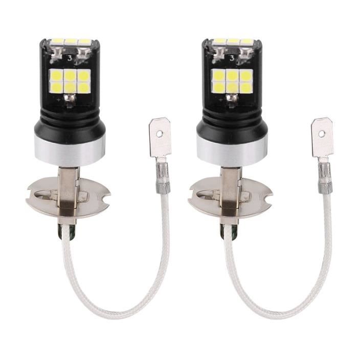 2PCS H3 LED 7000K Kit de Conversion phare de Voiture (12V ~ 24V), IP67 Etanche, Prémium Ampoules 15W 2200LM (lumière blanche)