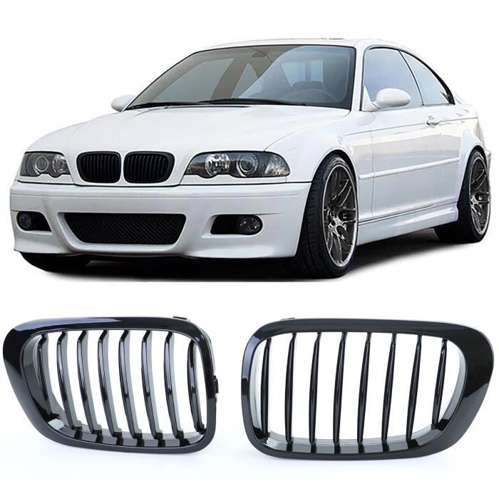 2 GRILLE DE CALANDRE NOIR BRILLANT BMW SERIE 3 E46 COUPE M3 ET PHASE 1 DE 1999 A 03/2003