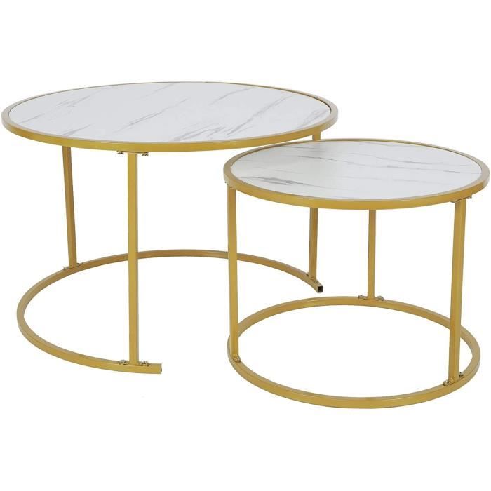 Tables Basses Rondes en Marbre 2 Pièces, Table Basse en Marbre de Salon élégant Simple, Tables D'appoint Rondes Grandes Tables 288
