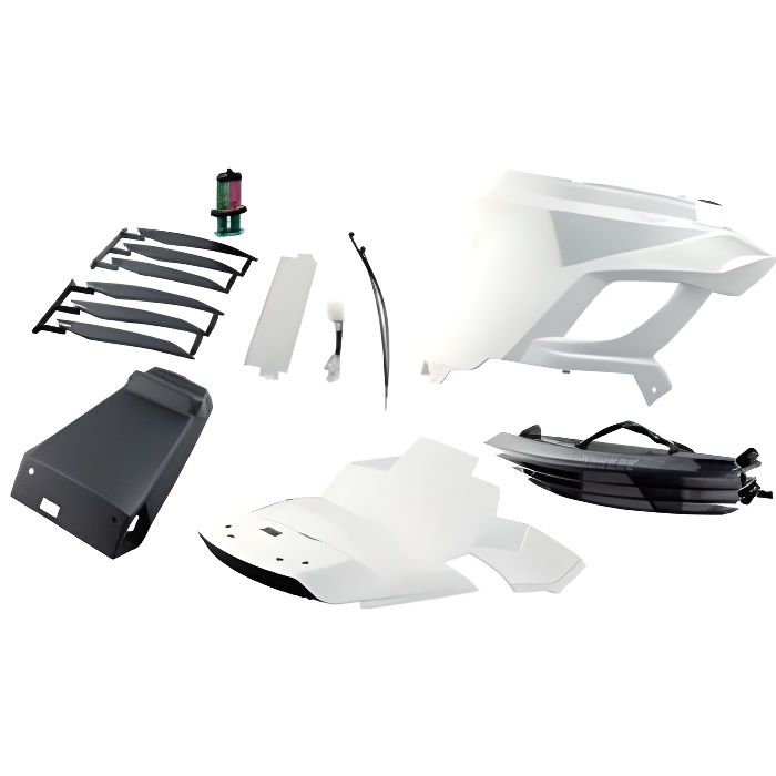 Coque ar scooter bcd adapt. booster 2004- blanc new design avec passage de roue/feu stop