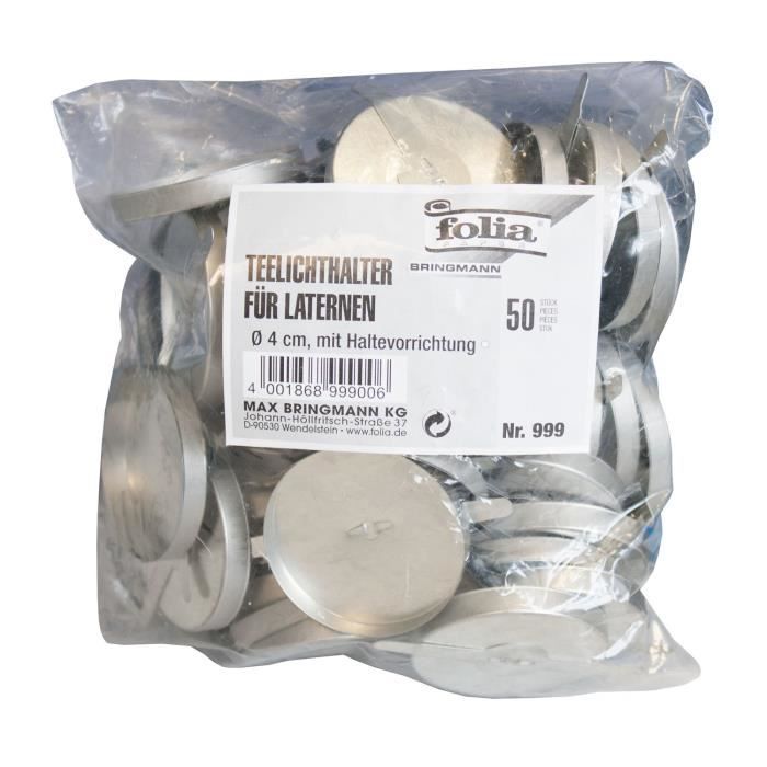 Bougeoirs Folia 999 – Photophore, 50 unités, Argent 10425