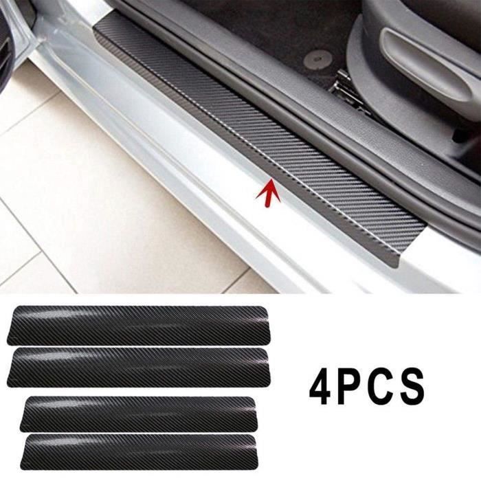 JL Lot De 4 Protecteurs Seuil De Porte Voiture Auto Anti-Rayures Pédale Autocollant En Fibre De Carbone - JLPRM824A3015