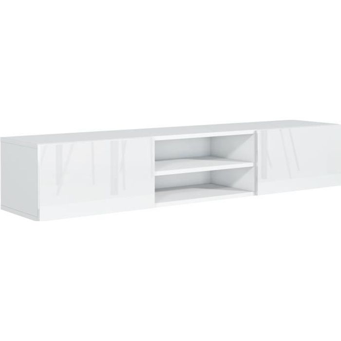 Furnix meuble tv/ banc tv Arenal 160 cm blanc mat sans LED