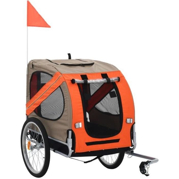 ETO©Remorque de vélo Remorque de Transport vélo pour chiens Orange et marron