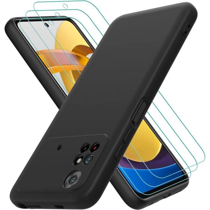 Coque Xiaomi Poco M4 Pro 4G avec 3 Verre trempé Protection écran Couche Intérieure Douce Mince Souple Silicone ProtectionTN