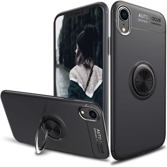 Coque pour iPhone XR (6.1 Pouces), Boîtier Rotatif à 360 degrés pour Support de Bague de Doigt, boîtier Antichoc Mince CompatTB