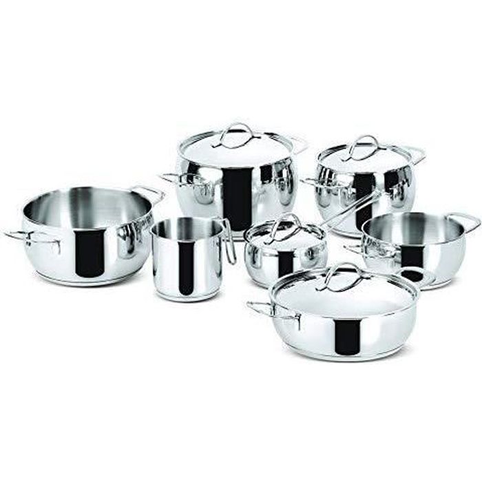 Lagostina Euforia Batterie Cuisine 11 Pièces Casserole Faitout Sauteuse Marmite Poêle Couvercle Inox 18/10 Induction Four Lave Vaiss