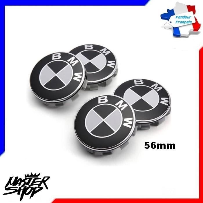 4 X CENTRE DE ROUES CACHE MOYEU BMW NOIR-BLANC DIAMETRE 56 MM MS47 FR MASTERSHOP