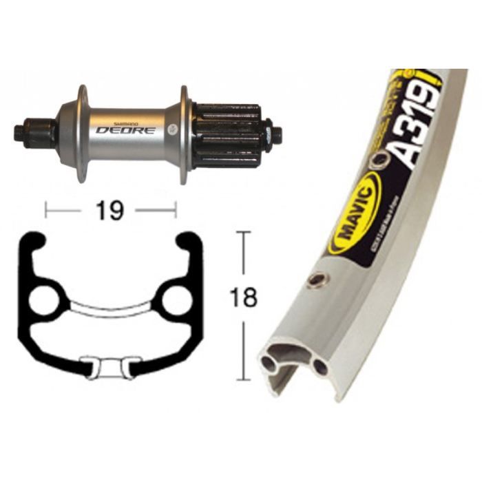 Roue arrière vtc 28P moyeu Shimano Deore/ Jante…