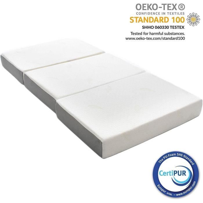 Milliard Matelas Futon D'épaisseur 15 cm Pliable en Trois Parties-Matelas D'appoint Pliant avec Une Housse Amovible Ultra-Douce et U