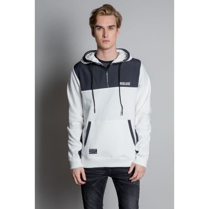 DEELUXE Sweat bi-matière avec capuche GURIN White