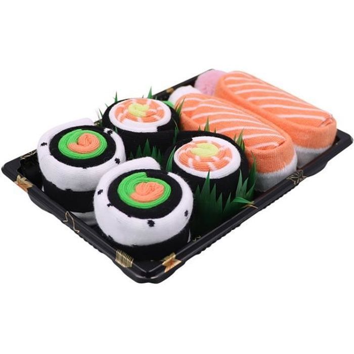 Chaussettes femme,Chaussettes Sushi Boîte Humour Femme Ado Fille - Idee Cadeau Rigolo Original Anniversaire Noel (3 Paires)