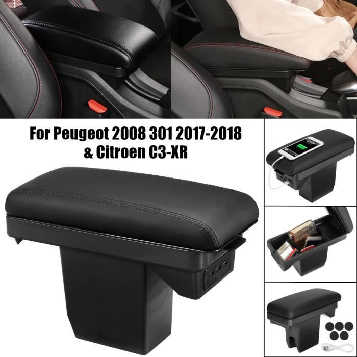NEUFU Accoudoir Auto Appuie-Bras de Voiture Accoudoir Central Pr Peugeot 2008 301 2017-2018 & Citroen C3-XR Ligne-Noir