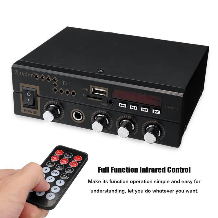 KINTER Bluetooth Amplificateur Stéréo Voiture 12V 220V FM USB TF MP3 Audio Lecteur Ampli Hi-Fi Maison Auto 35W+35W