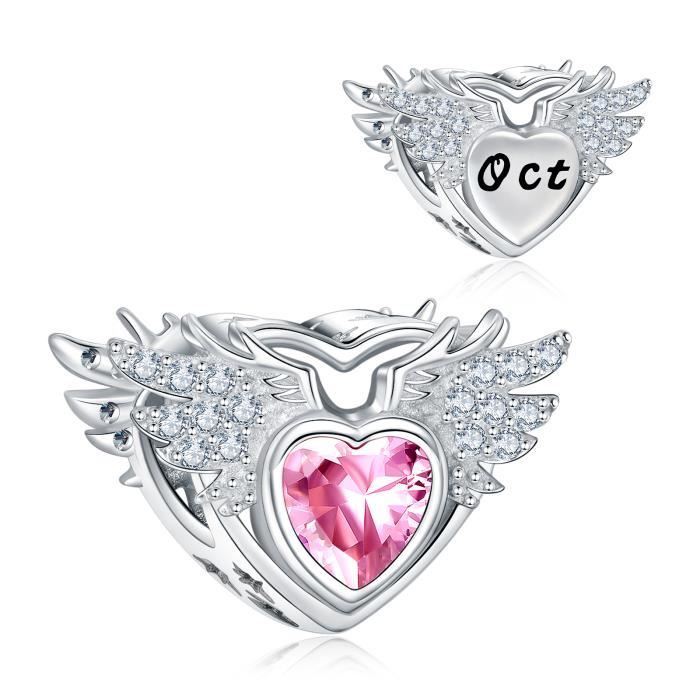 NINGAN Charms Naissance Octobre pour Pandora Bracelet - Breloques Ajourés de Perles en Argent Sterling 925