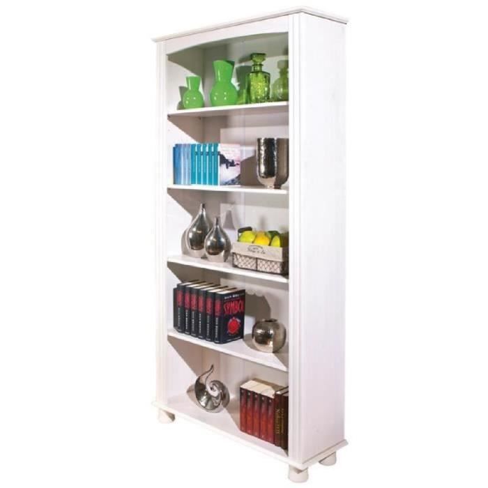 Bibliothèque 5 Niveaux En Pin -alienor- 180cm Blanc - Paris Prix