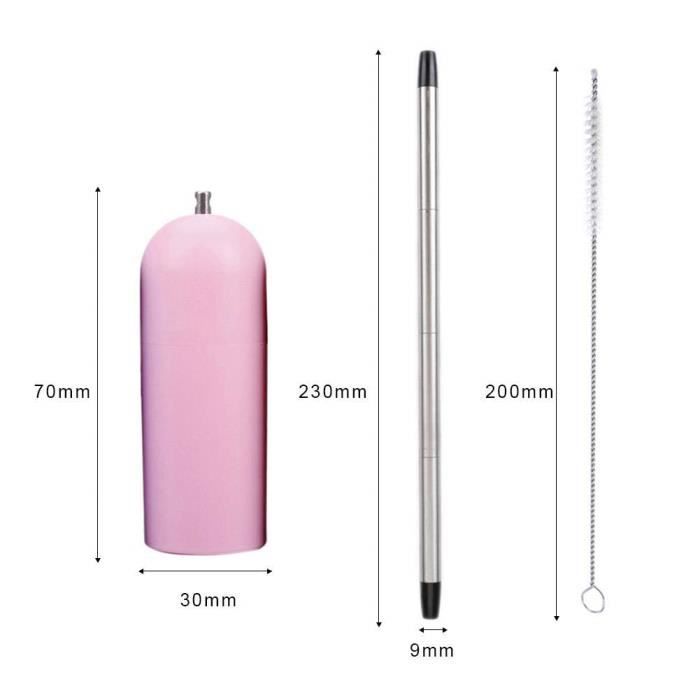 Paille INOX, Pailles Pliables Télescopiques Se Pliantes d'acier Inoxydable De Paille Pliante De Boisson De Thé Au Lait