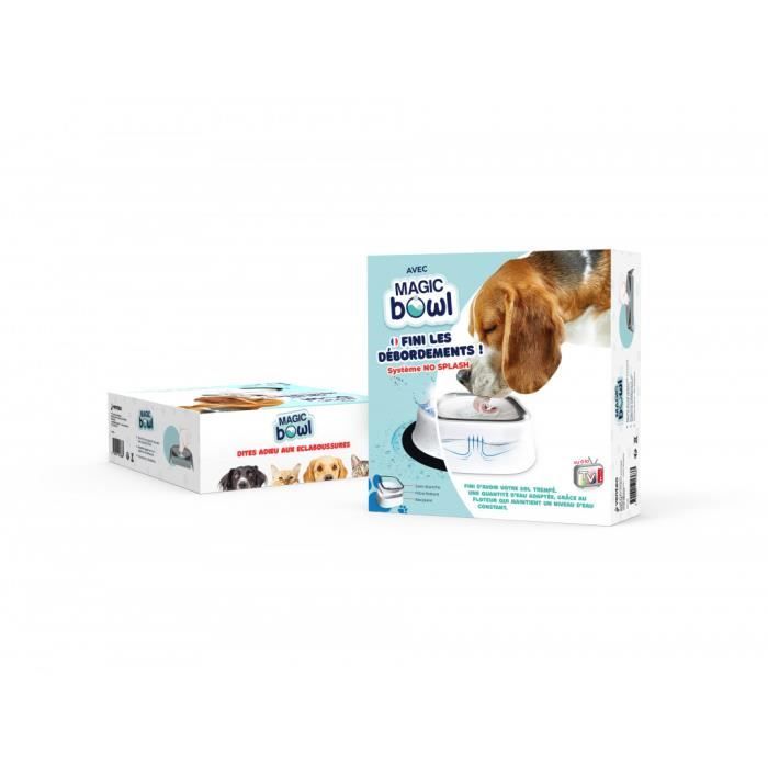 Gamelle pour animaux - MAGIC BOWL™ - pour chiens et chats – Blanc - Adulte - Anti débordement 1.5L