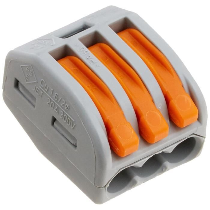 Wago WAG222413 bornes 3 x 0,08-4 mm²- 50 pièces