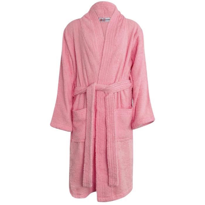Peignoir Enfant 100% Coton Bicolore Rose 6-8 Ans - CÔTE DECO