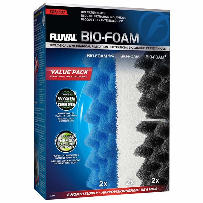 Comparer les prix de Filtre a air - filtre a eau Fluval - A336 - 307 Bio-Foam Pack de 6 Mois 250 g