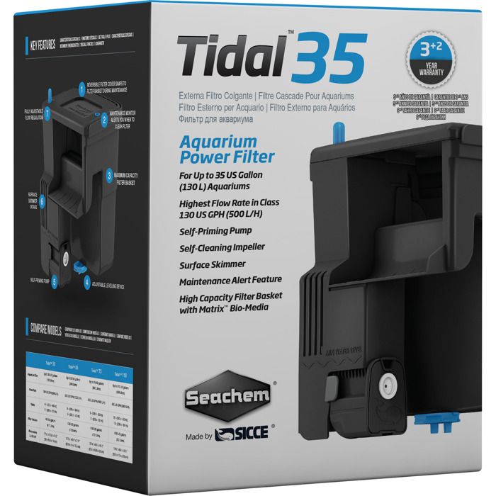 Comparer les prix de Filtre Tidal 35 - Seachem - Noir - 135L - Haute qualité - Facile à utiliser
