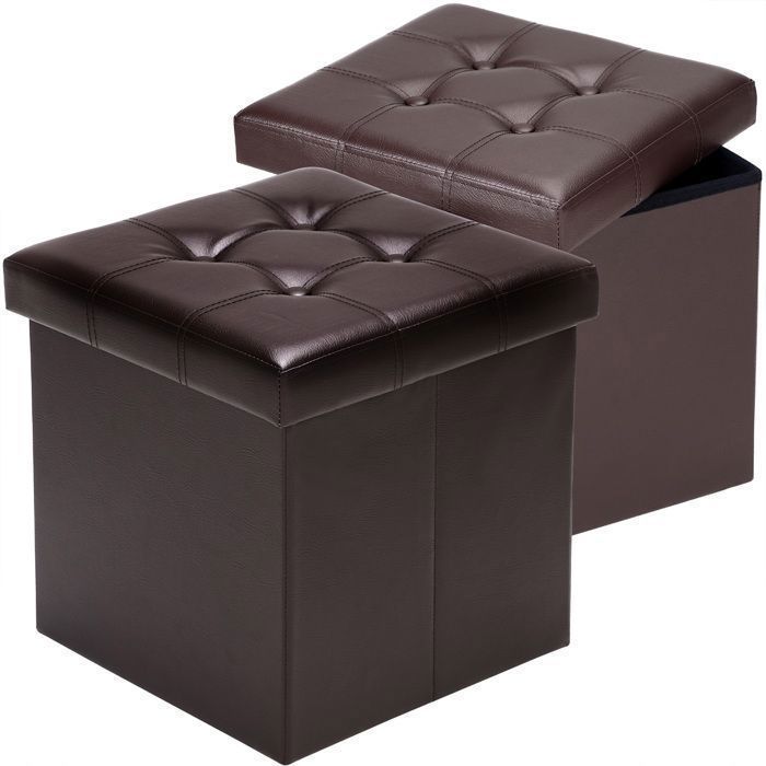 CASARIA® 2x Tabouret cube brun avec espace de rangement Pouf 38 x 38 x 38 cm Coffre de rangement similicuir Repose-pied CASARIA® 2x Tabouret cube brun avec espace de rangement Pouf 38 x 38 x 38 cm Coffre de rangement similicuir Repose-pied