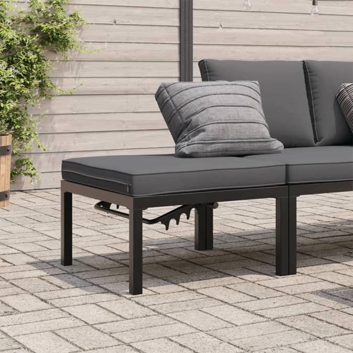 SALE 2025Repose-pieds de Patio - Tabouret de jardin avec coussin noir aluminium66 Kg 8407