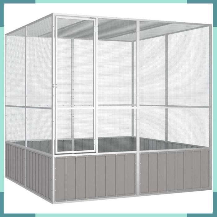 Meilleurs prix pour ASHATA Cage à oiseaux Gris 2135x2175x2115 cm Acier galvanisé -FHE171552